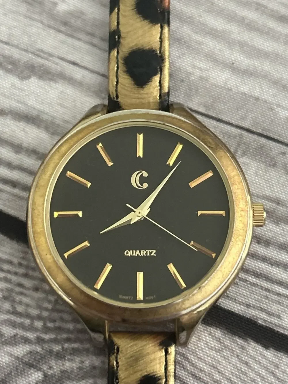 Charming Charlie Gold Tone Cheetah Print Band Women’s Quartz Watch